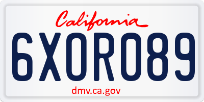 CA license plate 6XOR089