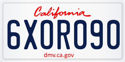 CA license plate 6XOR090