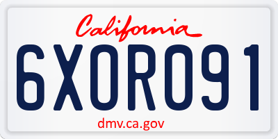 CA license plate 6XOR091