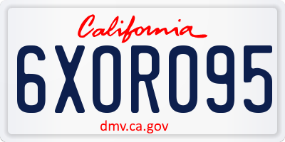 CA license plate 6XOR095