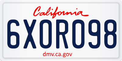 CA license plate 6XOR098