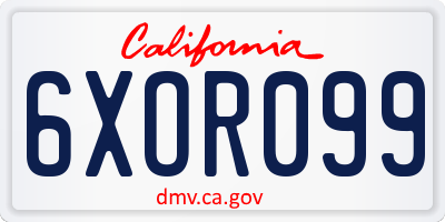 CA license plate 6XOR099