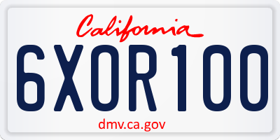 CA license plate 6XOR100