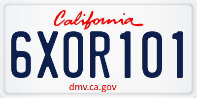 CA license plate 6XOR101