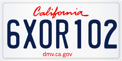 CA license plate 6XOR102