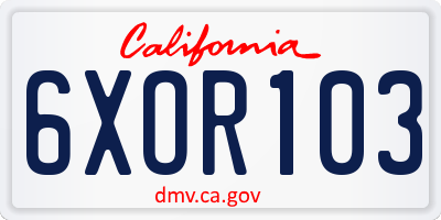 CA license plate 6XOR103
