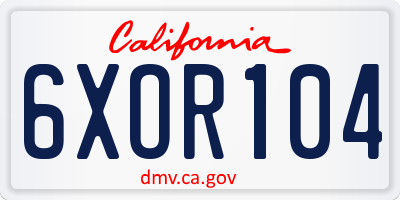 CA license plate 6XOR104