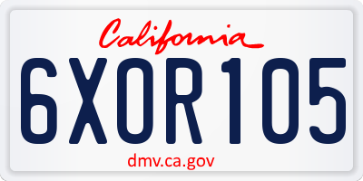 CA license plate 6XOR105