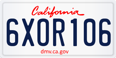 CA license plate 6XOR106