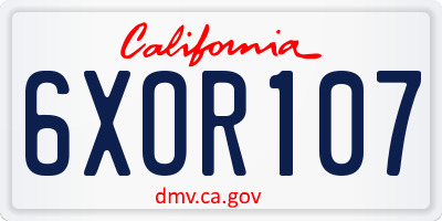 CA license plate 6XOR107