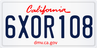 CA license plate 6XOR108