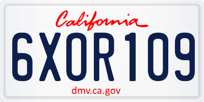 CA license plate 6XOR109