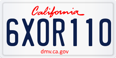 CA license plate 6XOR110