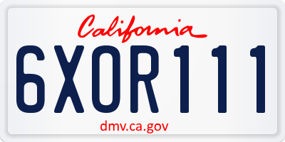 CA license plate 6XOR111