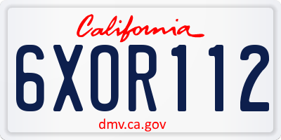 CA license plate 6XOR112