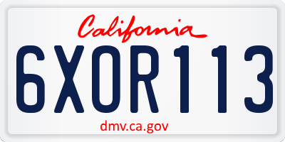 CA license plate 6XOR113