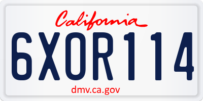 CA license plate 6XOR114