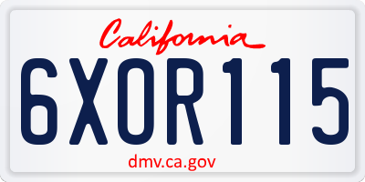 CA license plate 6XOR115