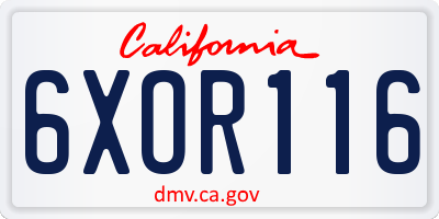 CA license plate 6XOR116