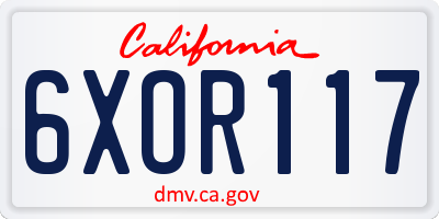CA license plate 6XOR117