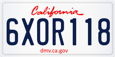 CA license plate 6XOR118