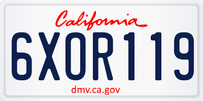 CA license plate 6XOR119