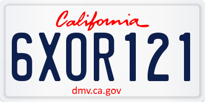 CA license plate 6XOR121