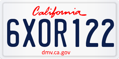 CA license plate 6XOR122