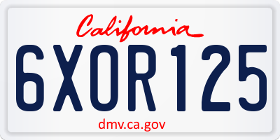 CA license plate 6XOR125