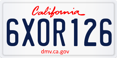 CA license plate 6XOR126