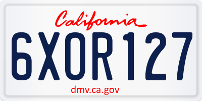 CA license plate 6XOR127