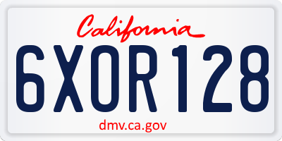 CA license plate 6XOR128