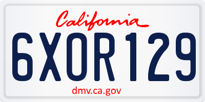 CA license plate 6XOR129