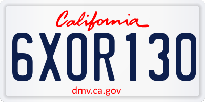 CA license plate 6XOR130