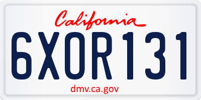 CA license plate 6XOR131