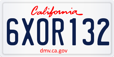 CA license plate 6XOR132