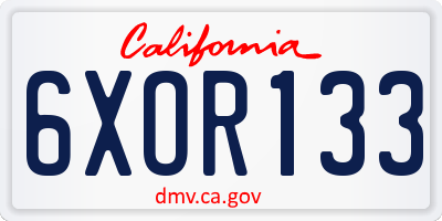 CA license plate 6XOR133