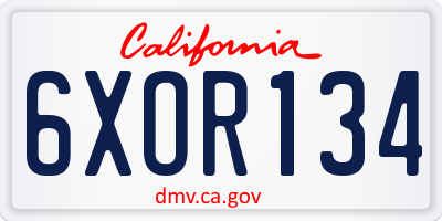 CA license plate 6XOR134