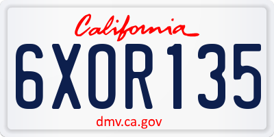 CA license plate 6XOR135
