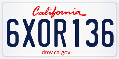 CA license plate 6XOR136