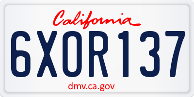 CA license plate 6XOR137