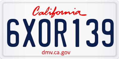 CA license plate 6XOR139