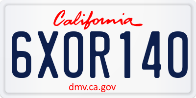 CA license plate 6XOR140