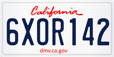 CA license plate 6XOR142