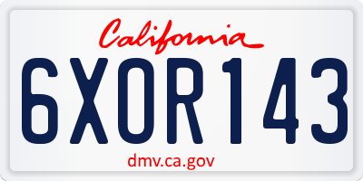 CA license plate 6XOR143