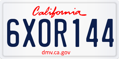 CA license plate 6XOR144