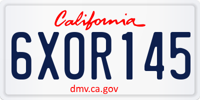 CA license plate 6XOR145