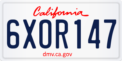 CA license plate 6XOR147