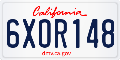 CA license plate 6XOR148