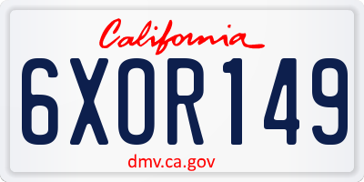 CA license plate 6XOR149